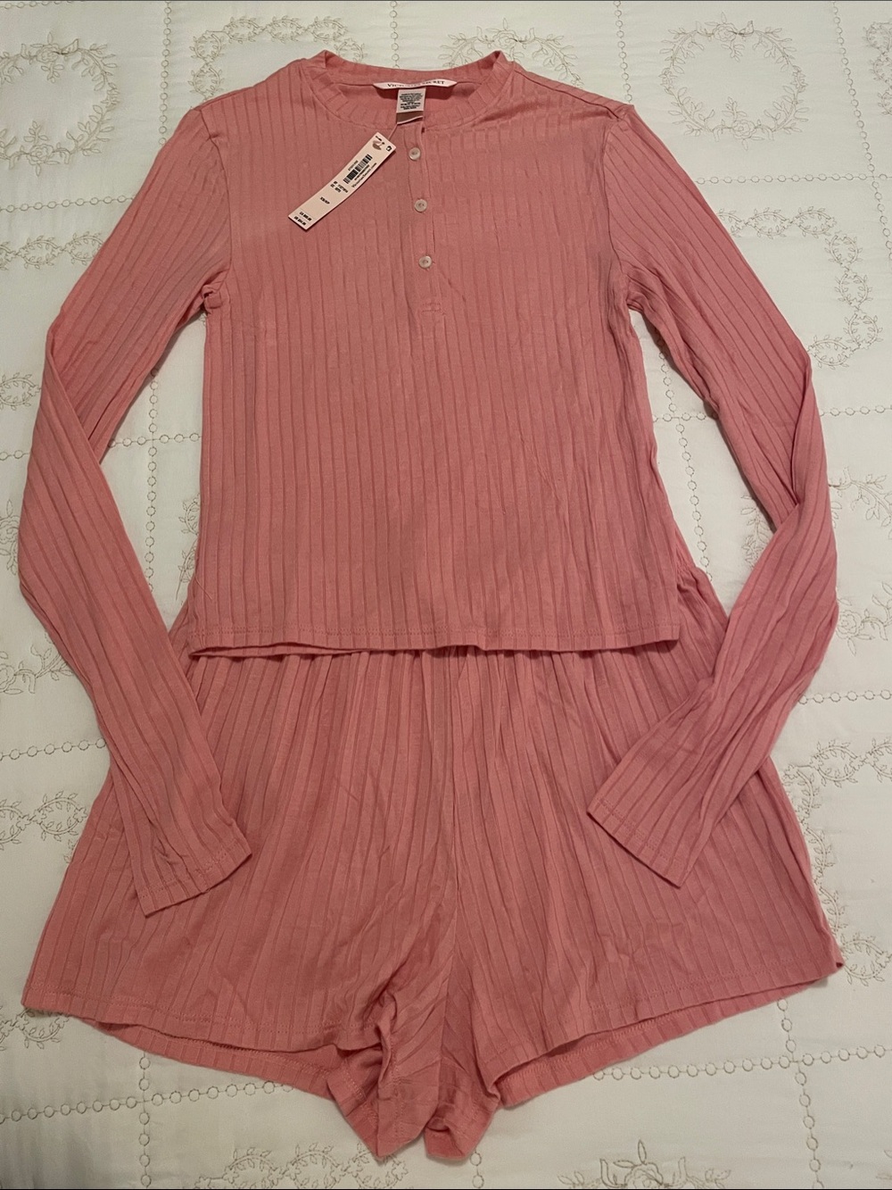 Victoria's Secret Pink Ribbed Henley Top